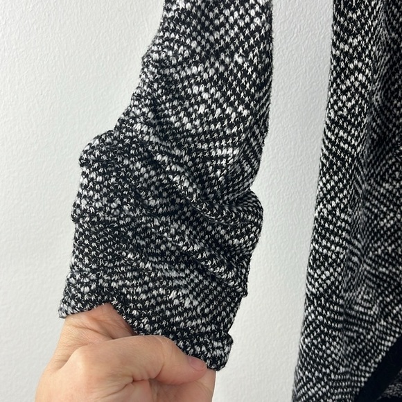 Mauve Black White Open Front Ruched Sleeve Cardigan Sweater Womens Size M - Picture 5 of 7